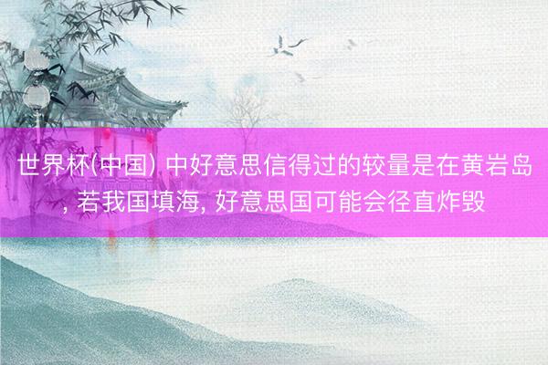 世界杯(中国) 中好意思信得过的较量是在黄岩岛， 若我国填海， 好意思国可能会径直炸毁