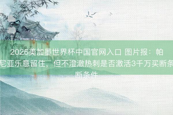 2026美加墨世界杯中国官网入口 图片报：帕利尼亚乐意留住，但不澄澈热刺是否激活3千万买断条件