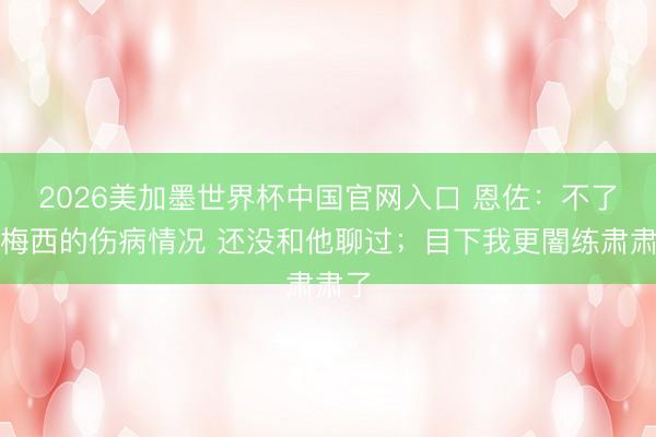 2026美加墨世界杯中国官网入口 恩佐：不了解梅西的伤病情况 还没和他聊过；目下我更闇练肃肃了