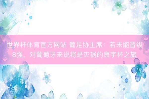 世界杯体育官方网站 葡足协主席:若未能晋级8强,对葡萄牙来说将是灾祸的寰宇杯之旅
