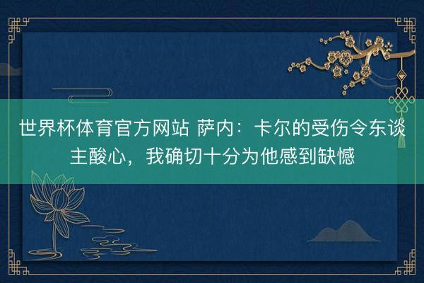 世界杯体育官方网站 萨内:卡尔的受伤令东谈主酸心,我确切十分为他感到缺憾