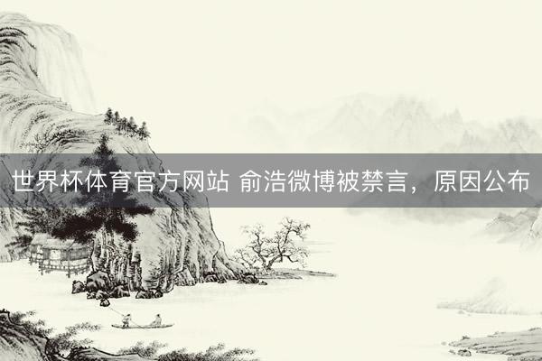 世界杯体育官方网站 俞浩微博被禁言，原因公布