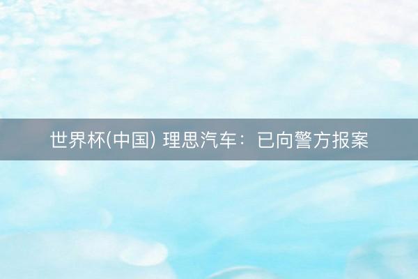世界杯(中国) 理思汽车：已向警方报案