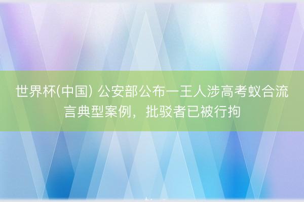 世界杯(中国) 公安部公布一王人涉高考蚁合流言典型案例，批驳者已被行拘