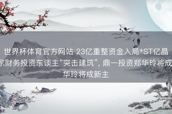 世界杯体育官方网站 23亿重整资金入局*ST亿晶: 三家财务投资东谈主“突击建筑”， 鼎一投资郑华玲将成新主