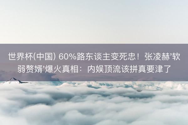 世界杯(中国) 60%路东谈主变死忠！张凌赫'软弱赘婿'爆火真相：内娱顶流该拼真要津了