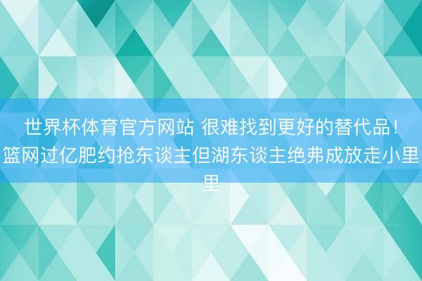 世界杯体育官方网站 很难找到更好的替代品！篮网过亿肥约抢东谈主但湖东谈主绝弗成放走小里