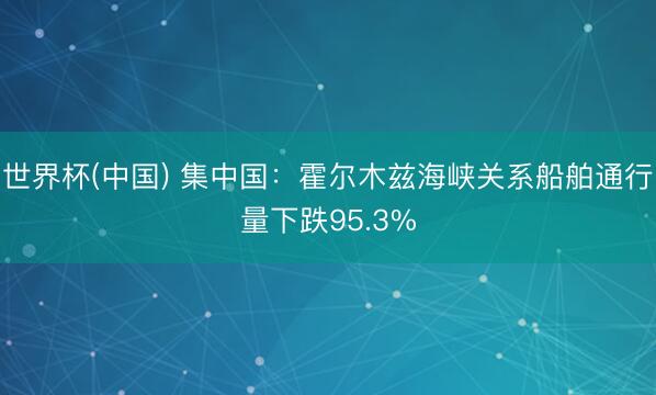 世界杯(中国) 集中国:霍尔木兹海峡关系船舶通行量下跌95.3%