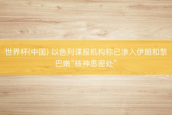世界杯(中国) 以色列谍报机构称已渗入伊朗和黎巴嫩“核神思密处”