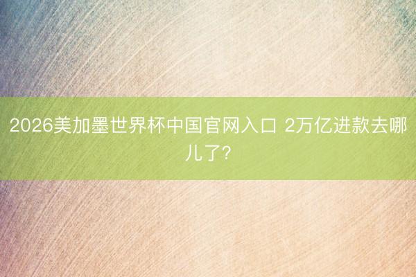 2026美加墨世界杯中国官网入口 2万亿进款去哪儿了?