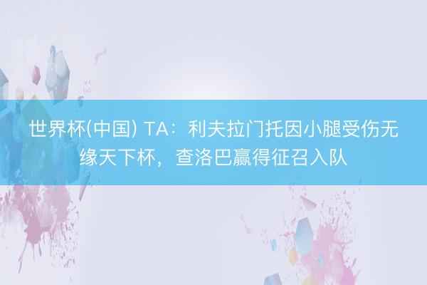 世界杯(中国) TA:利夫拉门托因小腿受伤无缘天下杯,查洛巴赢得征召入队